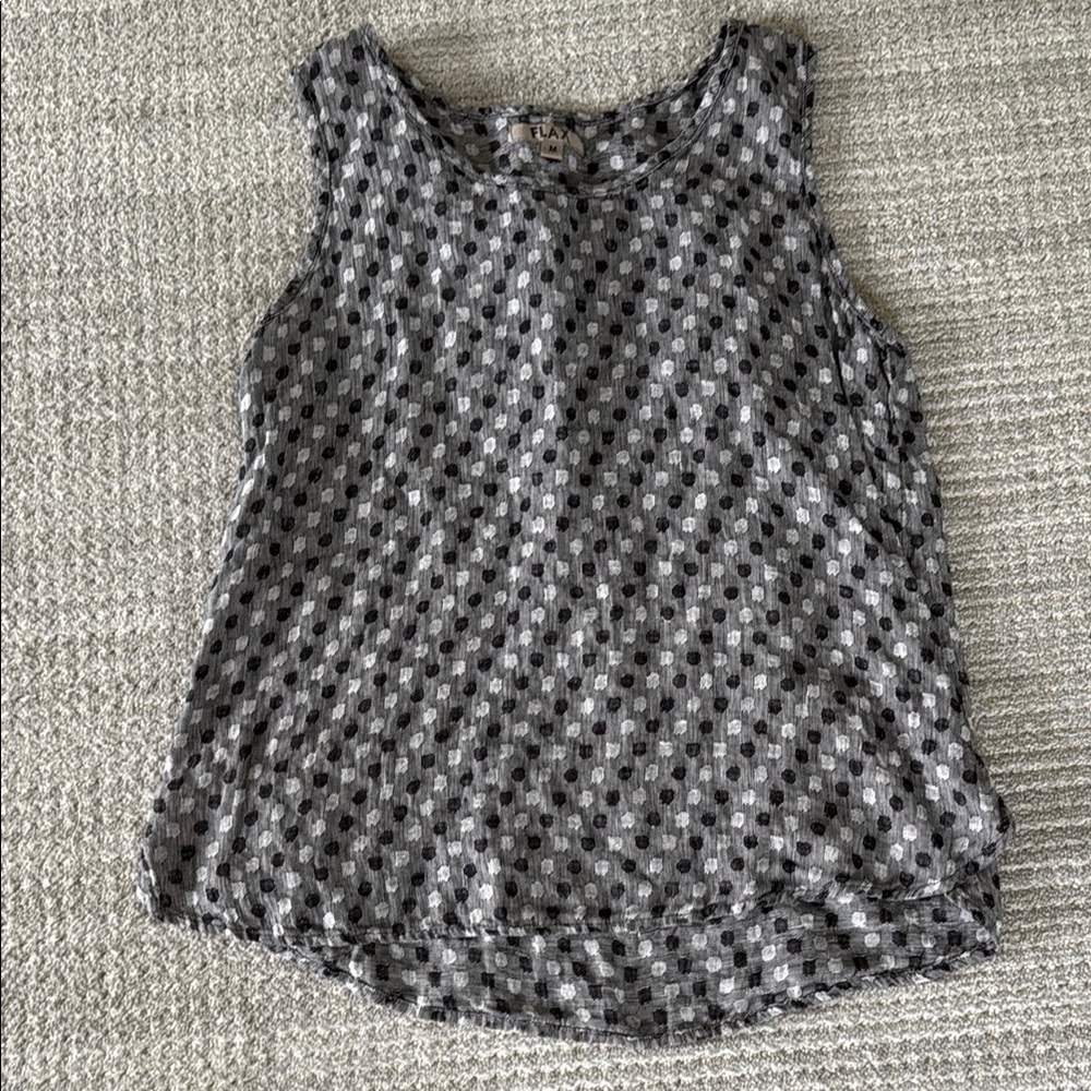 Flax Black and White Sleeveless Tank Top